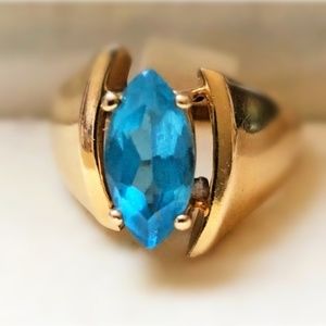 Ring, blue topaz marquis